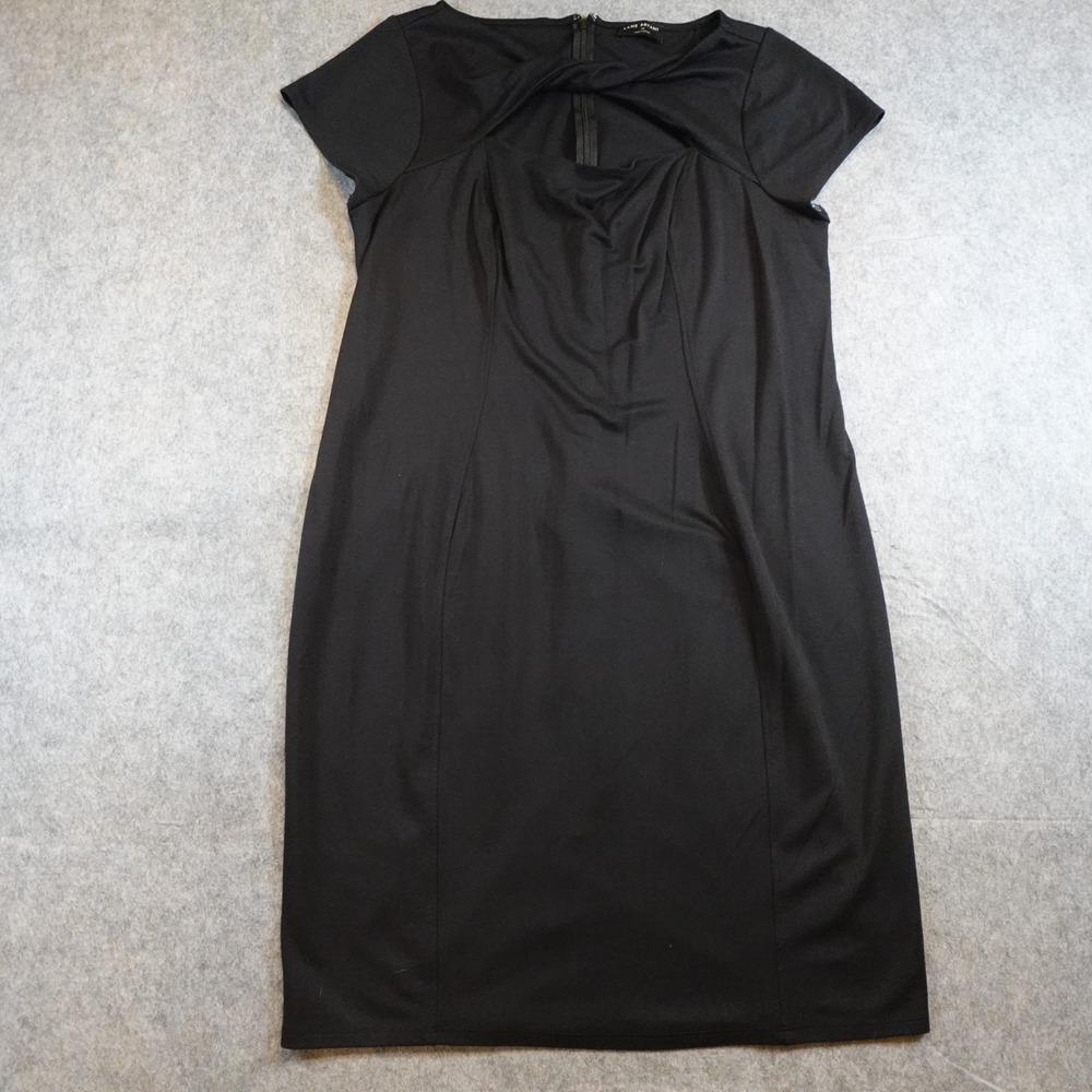 Lane Bryant Dress Women 16 Black Short Sleeve Keyhole Neckline Sheath Midi